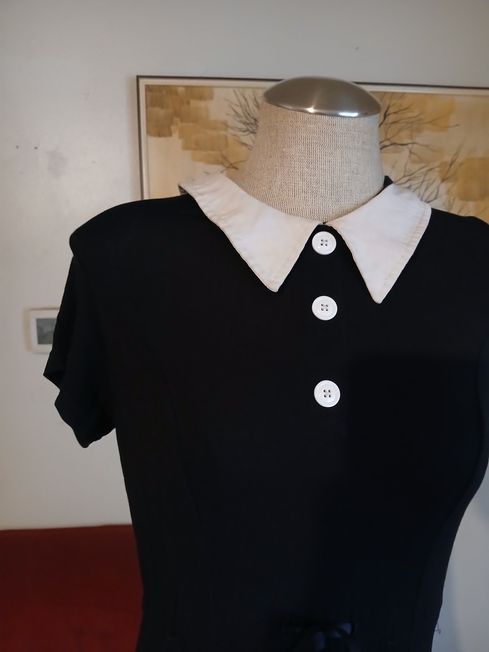 Killstar Black Dress with White Collar and Buttons